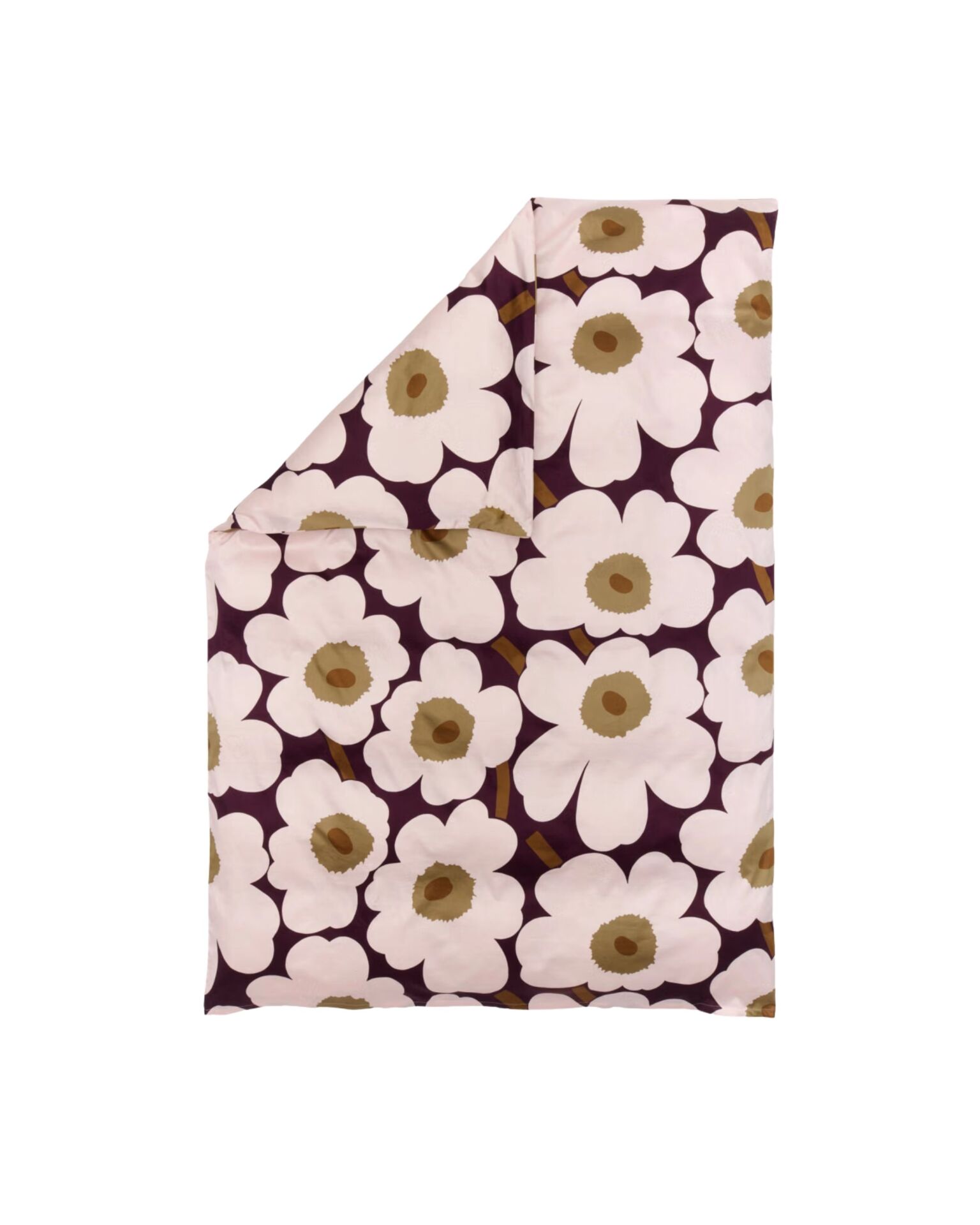 Unikko Satin Pussilakana 150x210 cm luumu, v.pun., jalava, toffee