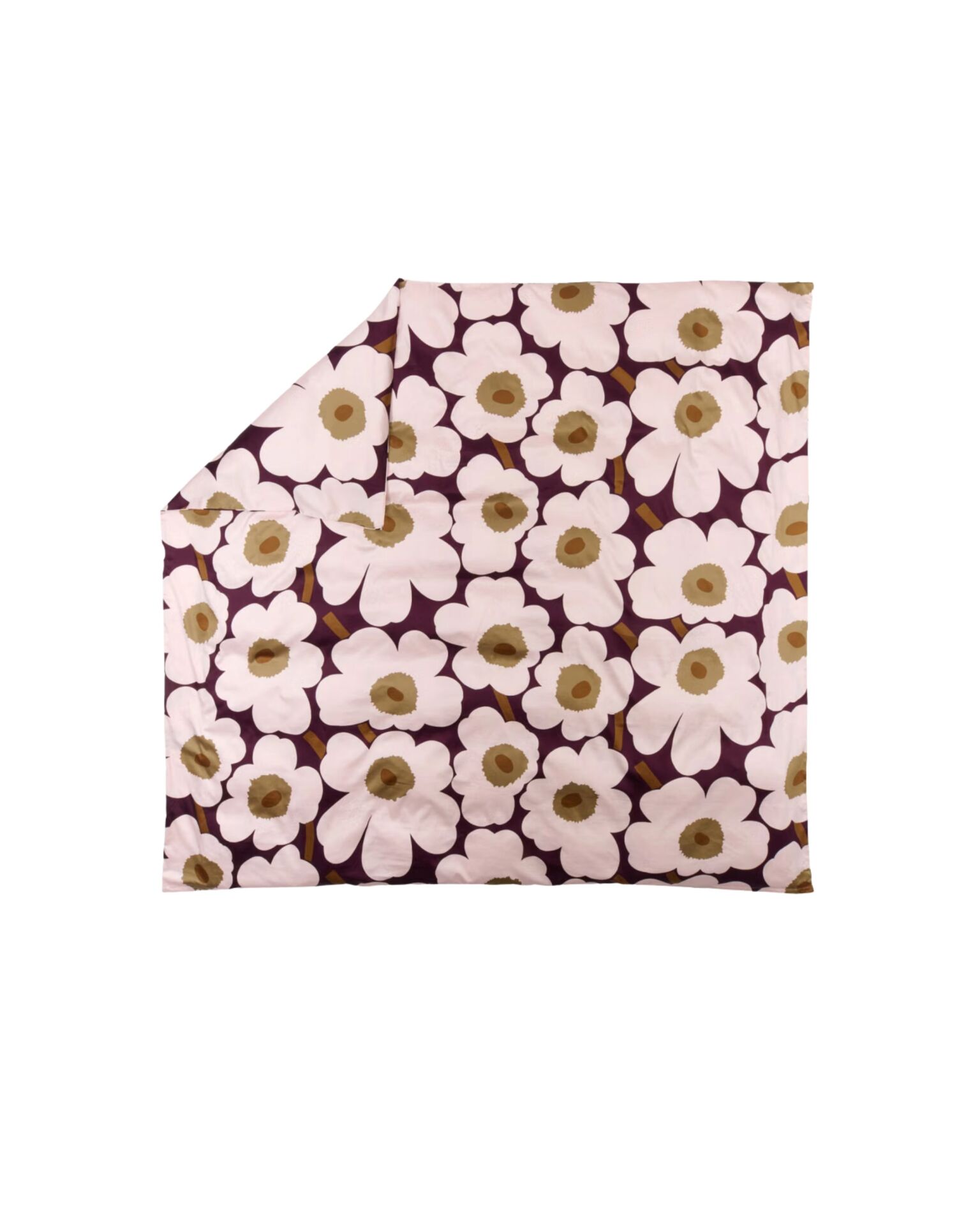 Unikko Satin Pussilakana 240x220 cm luumu, v.pun., jalava, toffee
